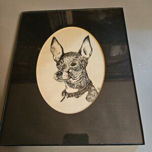 Original Ink Sketched Dog, Signed (item #2902)